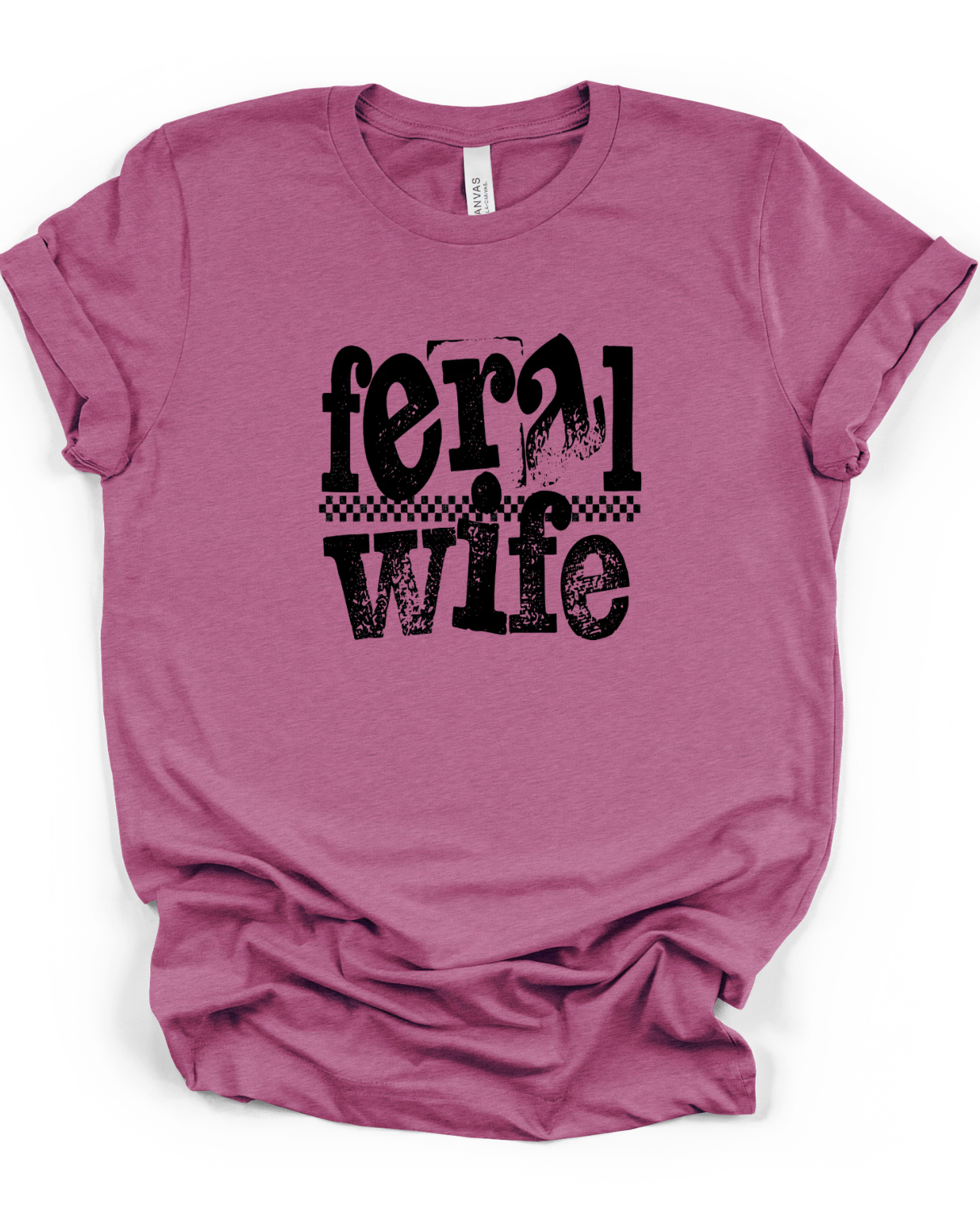 Feral Wife T-Shirt in Heather Magenta