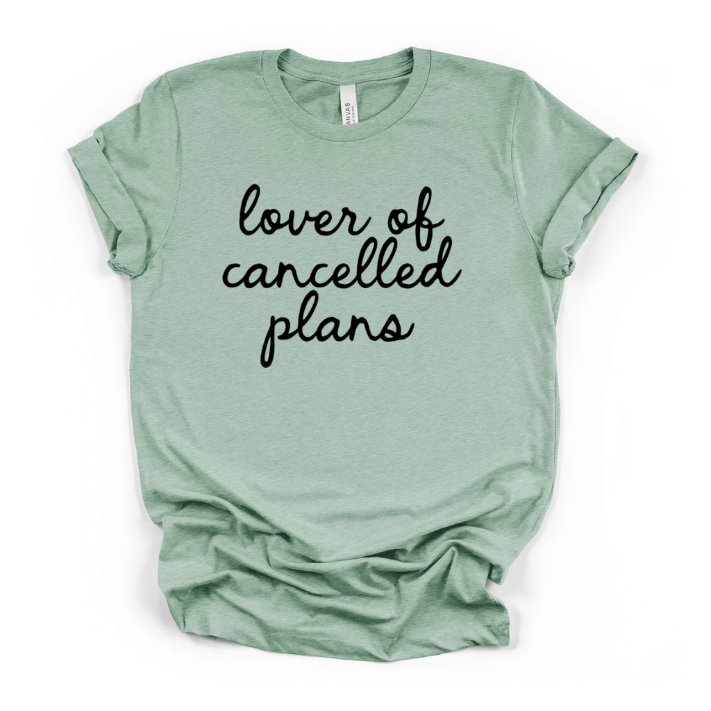 Lover of Cancelled Plans T-Shirt in Heather Prism Dusty Blue