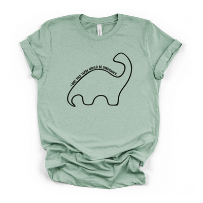 I Was Told There Would Be Dinosaurs T-Shirt in Heather Prism Dusty Blue