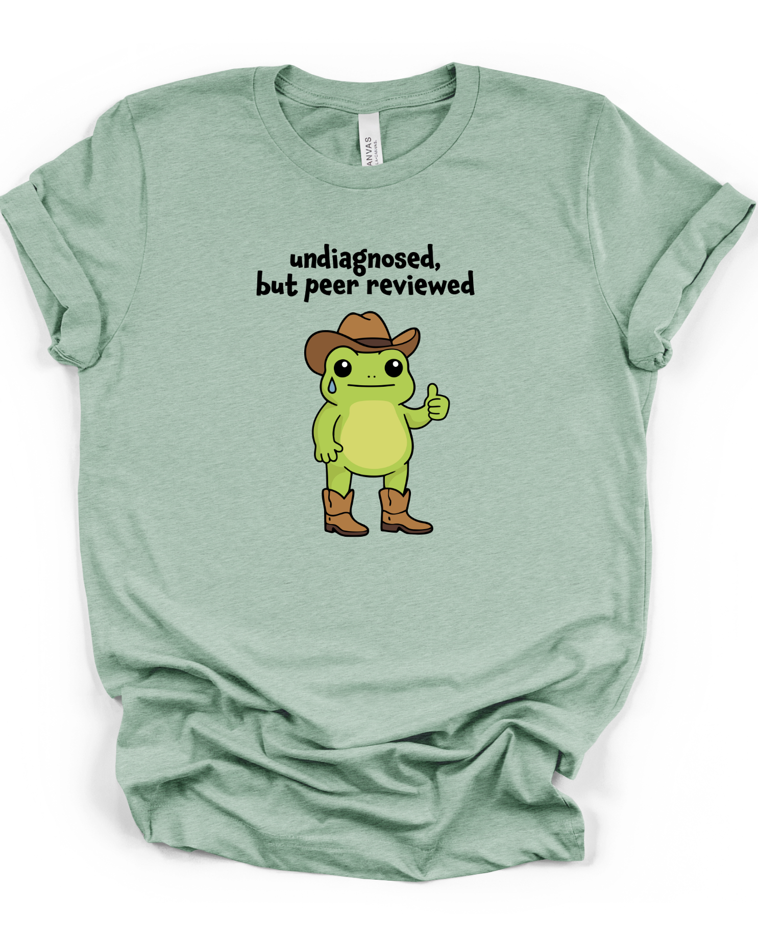 Undiagnosed But Peer Reviewed Frog T-Shirt in Heather Prism Dusty Blue