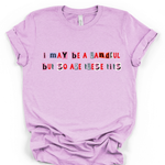 I May Be A Handful But So Are These Tits Unisex T-Shirt in Heather Prism Lilac
