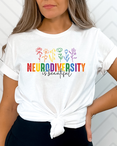Neurodiversity is Beautiful T-Shirt in Heather White