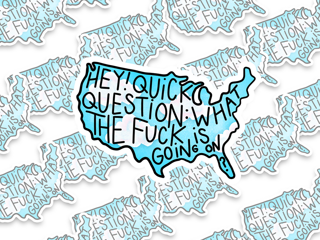 Hey! Quick Question - what the fuck is going on? USA Sticker