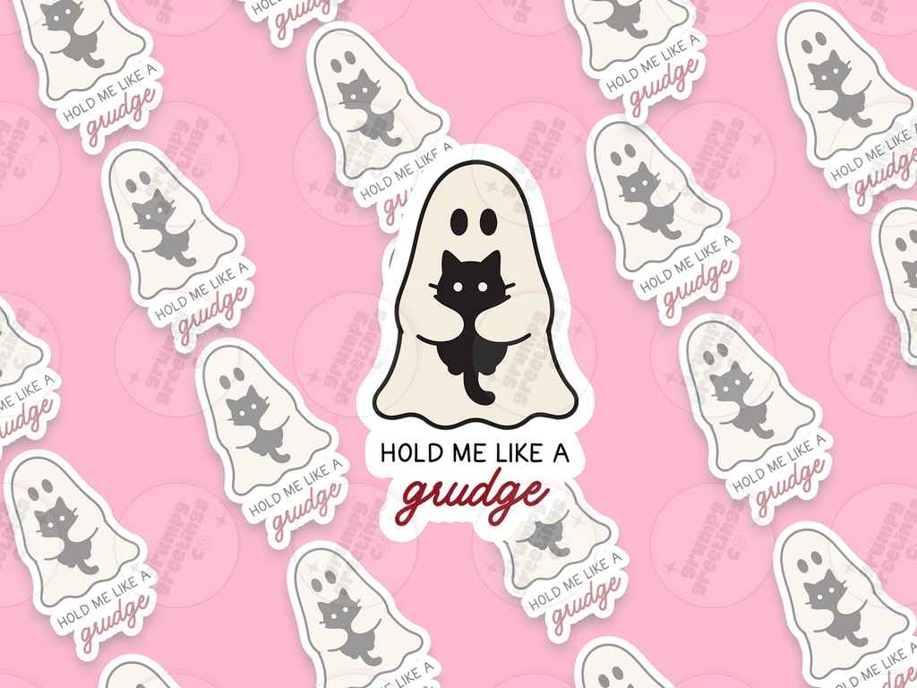 Hold Me Like A Grudge vinyl sticker by Grumpy Greetings Co.