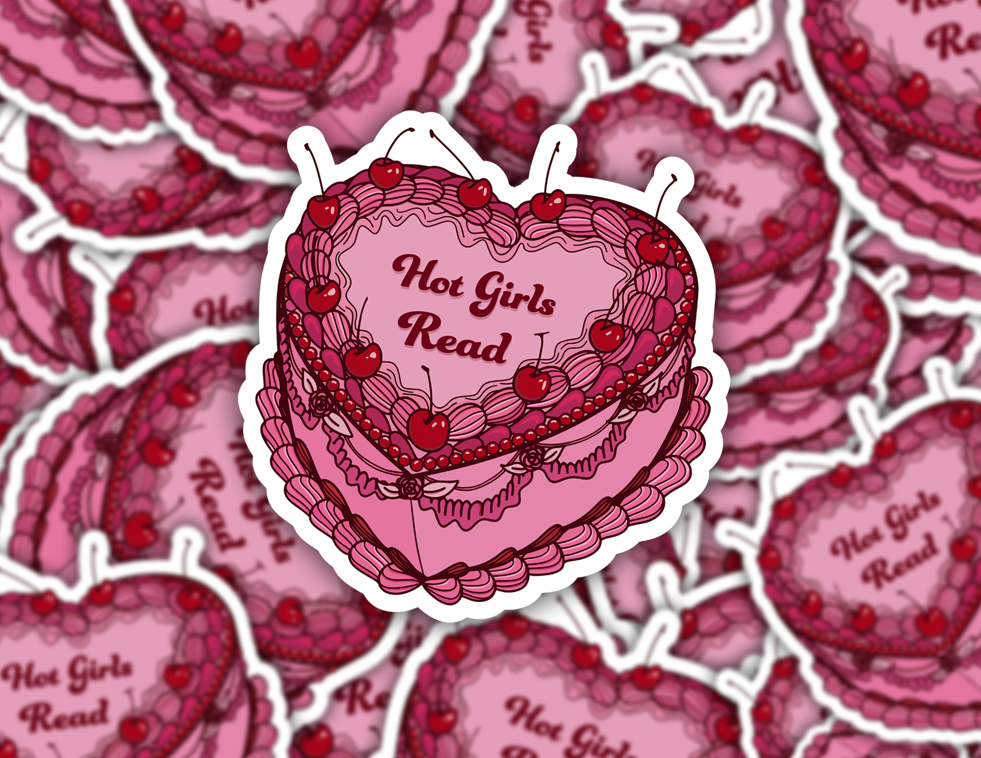 Hot Girls Read Cake Sticker