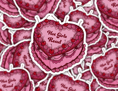 Hot Girls Read Cake Sticker