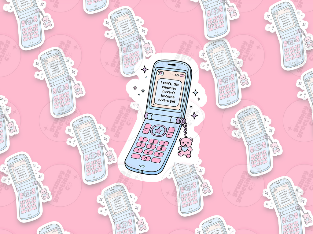 I Can't, The Enemies Haven't Become Lovers Yet vinyl sticker by Grumpy Greetings Co.