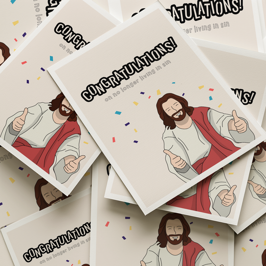 Funny Wedding Congrats Jesus Card | Hilarious Marriage Card | Newlyweds Greeting Card for Quirky Goofy Christian Couple Religious Humor