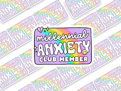 Millennial Anxiety Club Member Sticker