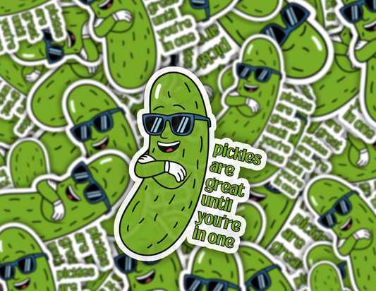Pickle Lover Pun Sticker | Funny Vinyl Meme Mental Health Sticker for Pickle Lovers water-resistant & Durable | Laptop, Water Bottle, Kindle