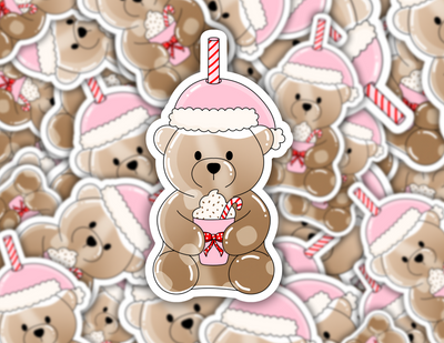 Santa Starbucks Bear Cup Sticker