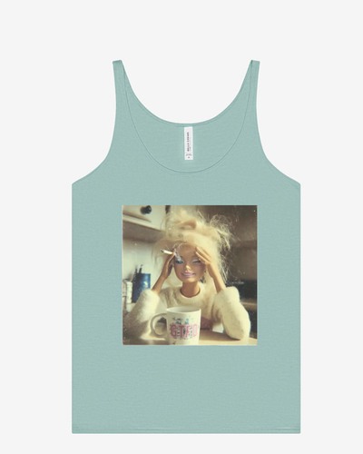 I Am Breaking At All This Breaking News Barbie T-Shirt 8838 Women's Slouchy Tank in Dusty Blue