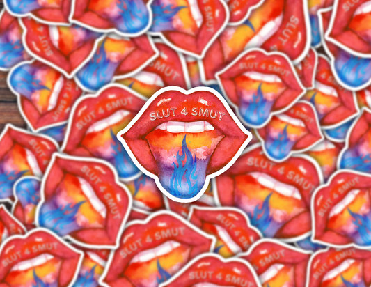 Slut 4 Smut Lips Vinyl Sticker – Booktok Bookish Bold Romance Reader Gift, Spicy Book Lover Decal for Laptops, Water Bottles, and Kindle