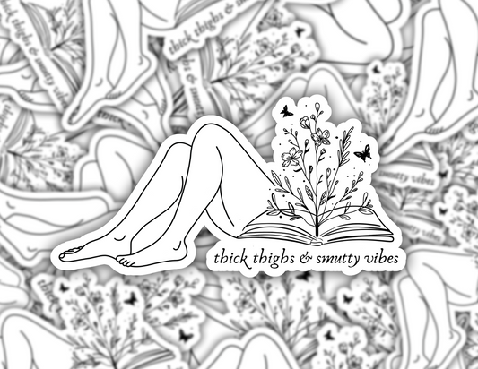 Thick Thighs & Smutty Vibes Sticker for Kindle Book Lover Gift for Her | Romance Book Aesthetic Smut Reader Gift | Spicy Bookish Floral