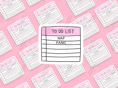 To Do List: Nap, Panic vinyl sticker by Grumpy Greetings Co.