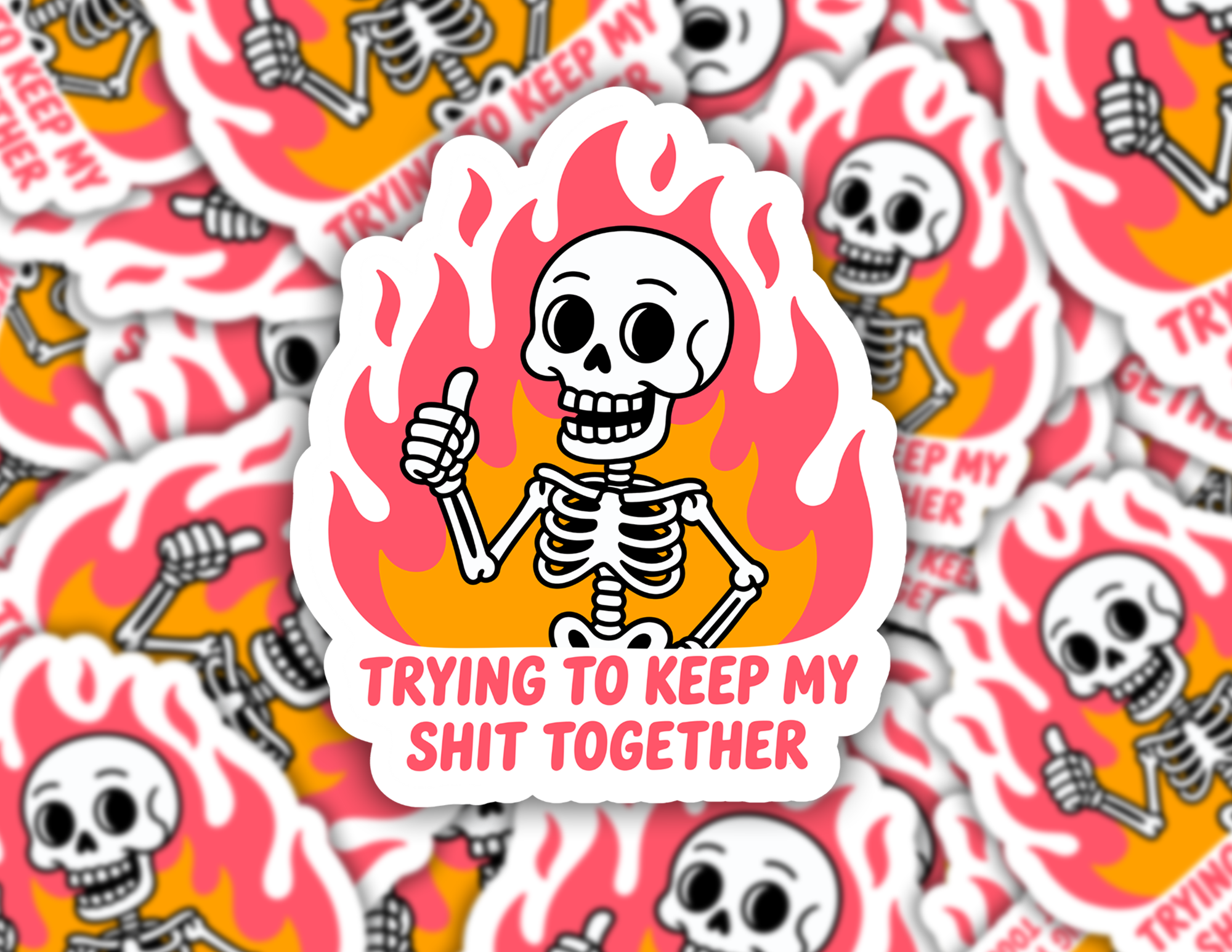 Trying To Keep My Shit Together Skeleton Sticker