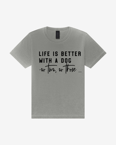 Life Is Better With A Dog 4810GD Heavyweight Unisex T-Shirt in Washed Grey
